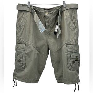 Galaxy by Harvic Men's Belted 100% Cotton Utility Cargo Shorts - Grey - size 36